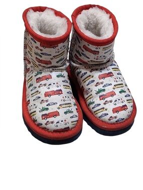 Rich Fashion Kids Car Print Boots with Red Accents
